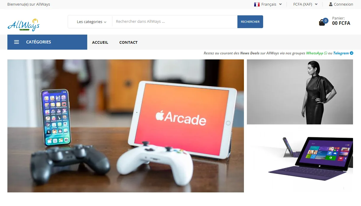 Page d'accueil de AllWays Marketplace